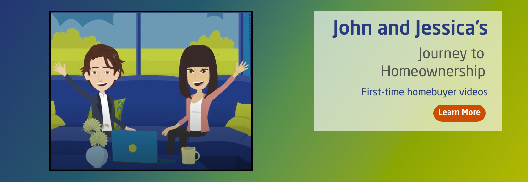 Animated man and woman waving